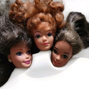 Vintage Barbie Doll Parts Lot - 1980s/90s Body & 3 Heads (Barbie, Midge, Teresa)